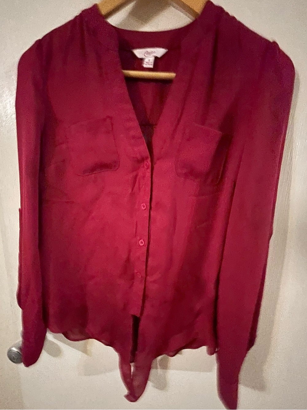 Woven Button-Front Blouse - Berry Pink
